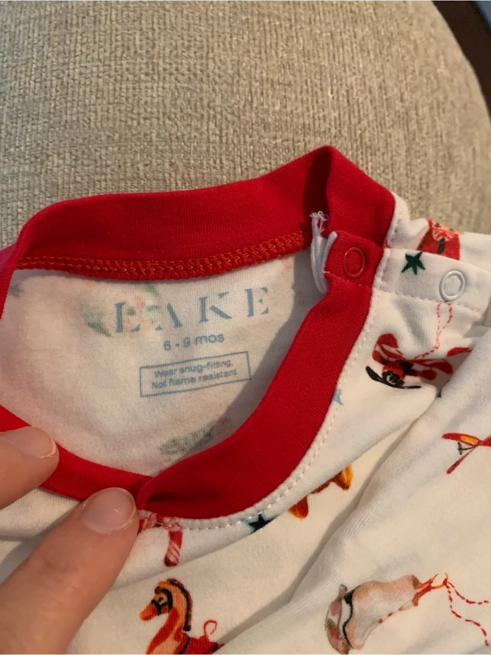 LAKE Pajamas Holiday Toy Print with Red Trim